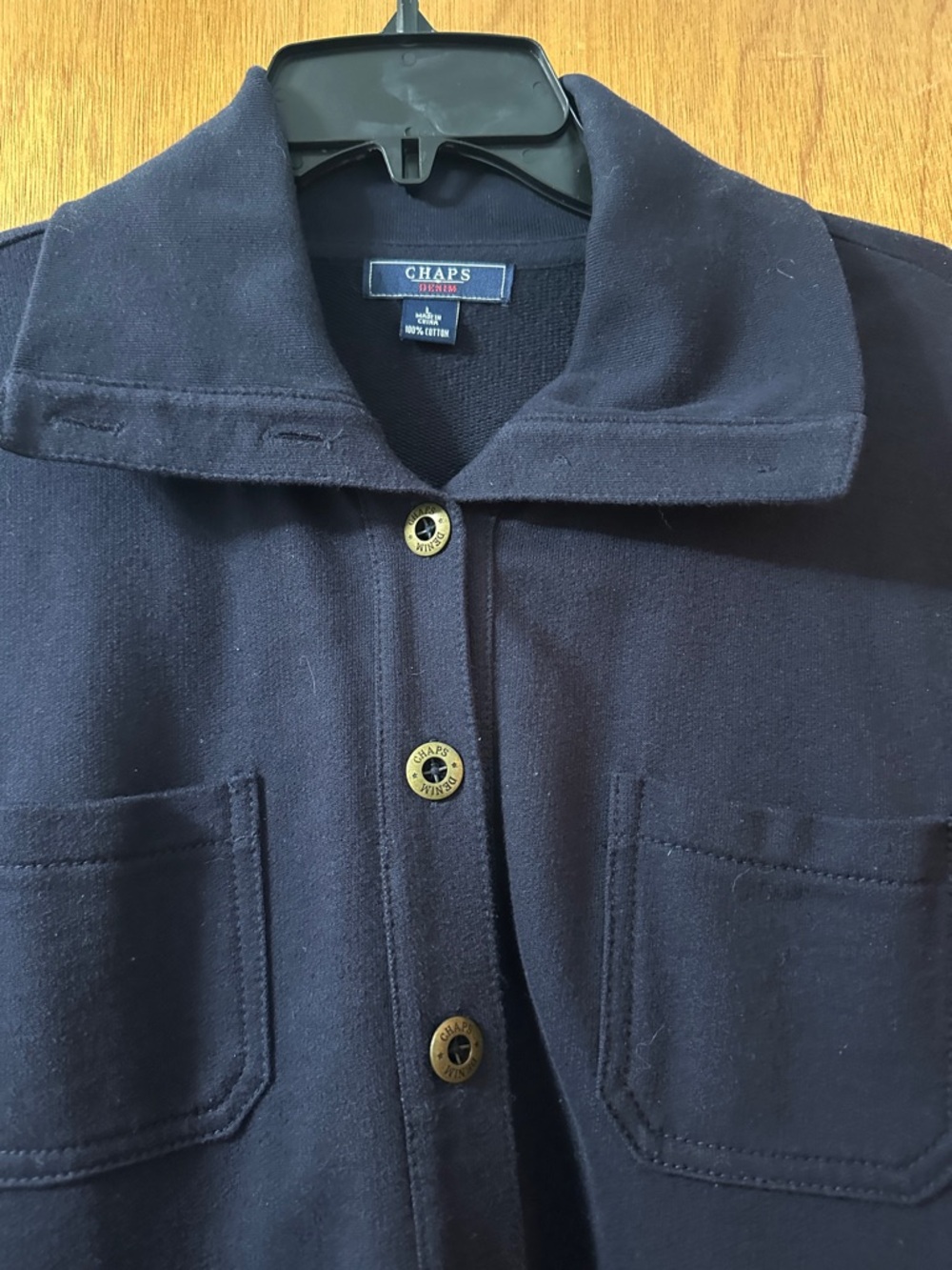 Chaps Navy Button-Front Utility Jacket - Picture 4 of 5